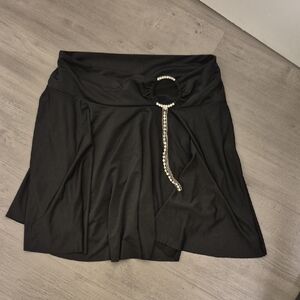 Elegant Black Skirt with Pearl Detail